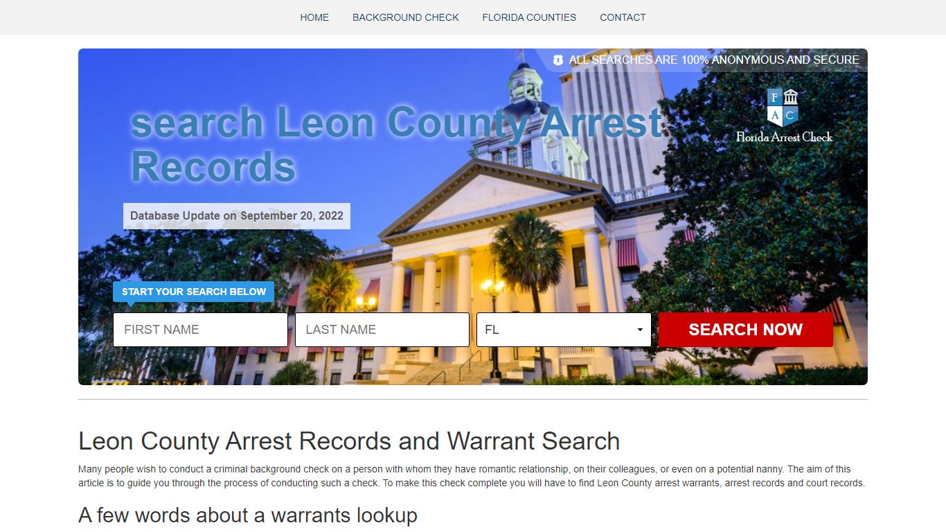 Leon County Arrest Records and Warrant Search